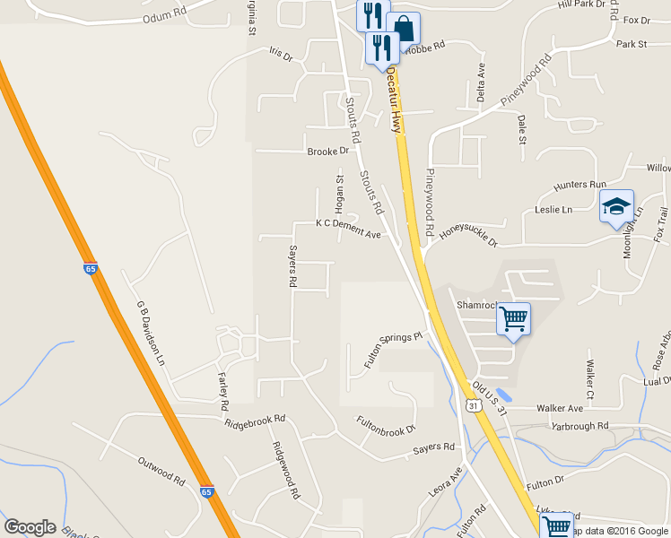 map of restaurants, bars, coffee shops, grocery stores, and more near 1805 Donafred Road in Fultondale