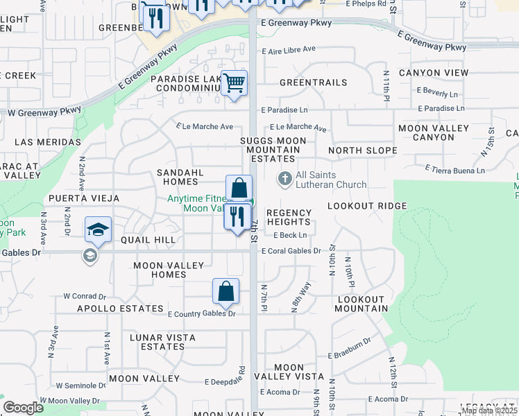 map of restaurants, bars, coffee shops, grocery stores, and more near 15628 North 8th Street in Phoenix