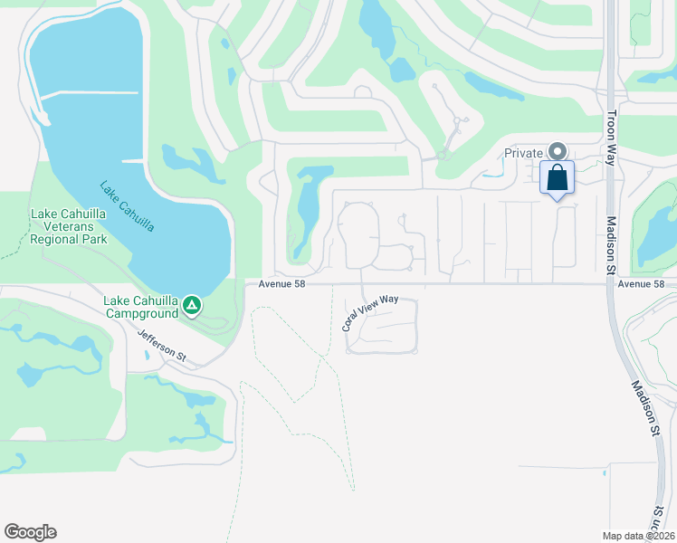 map of restaurants, bars, coffee shops, grocery stores, and more near 80202 58th Avenue in La Quinta