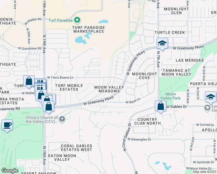 map of restaurants, bars, coffee shops, grocery stores, and more near 15615 North 15th Drive in Phoenix
