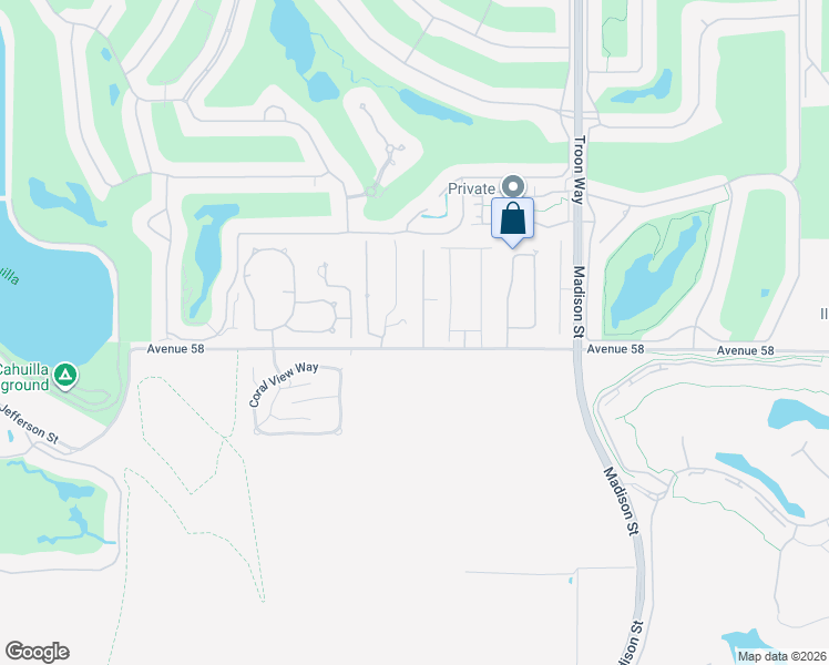 map of restaurants, bars, coffee shops, grocery stores, and more near 57929 Santa Rosa Trail in La Quinta