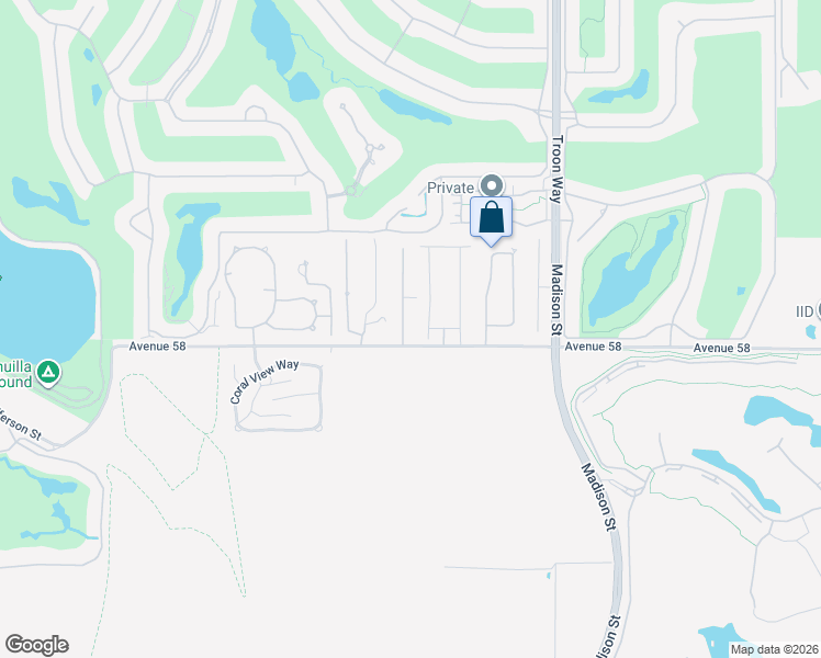 map of restaurants, bars, coffee shops, grocery stores, and more near 57914 Santa Rosa Trail in La Quinta