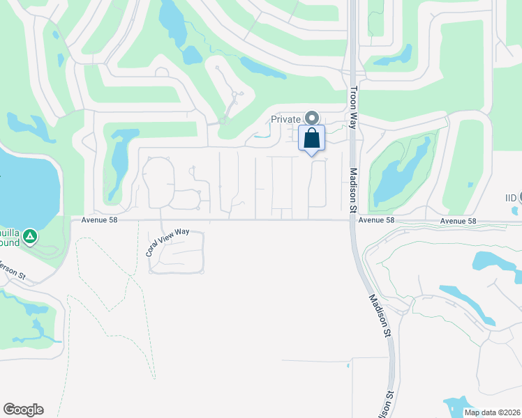 map of restaurants, bars, coffee shops, grocery stores, and more near 57914 Santa Rosa Trail in La Quinta