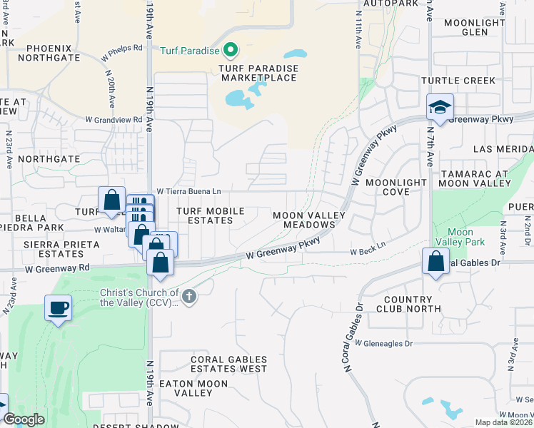 map of restaurants, bars, coffee shops, grocery stores, and more near 15621 North 15th Drive in Phoenix