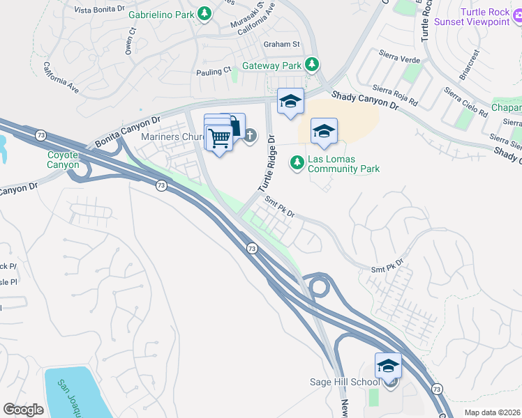 map of restaurants, bars, coffee shops, grocery stores, and more near 107 Coral Rose in Irvine