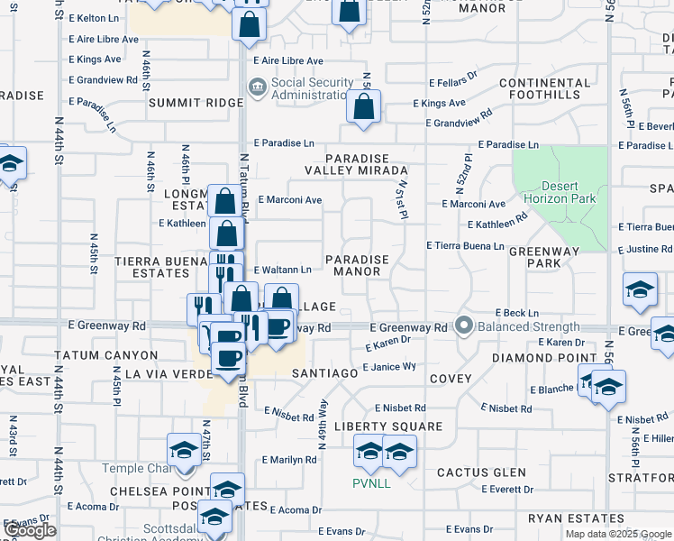map of restaurants, bars, coffee shops, grocery stores, and more near 15634 North 50th Street in Scottsdale