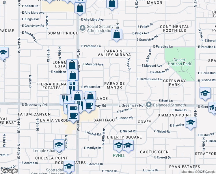 map of restaurants, bars, coffee shops, grocery stores, and more near 15634 North 50th Street in Scottsdale
