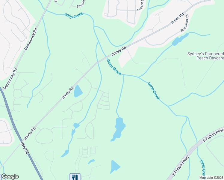 map of restaurants, bars, coffee shops, grocery stores, and more near 6786 Derby Avenue in Fairburn