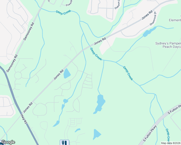 map of restaurants, bars, coffee shops, grocery stores, and more near 6791 Derby Avenue in Fairburn