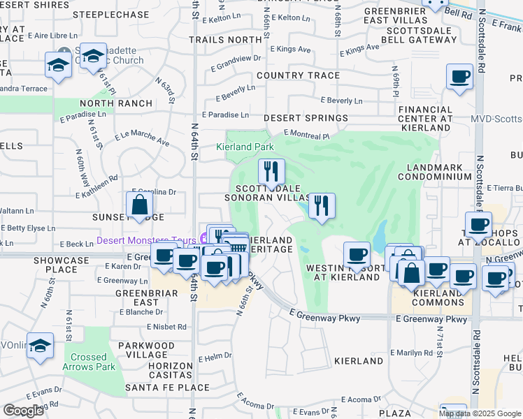 map of restaurants, bars, coffee shops, grocery stores, and more near 15240 North Clubgate Drive in Scottsdale