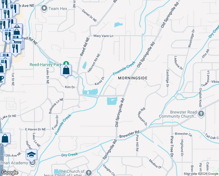 map of restaurants, bars, coffee shops, grocery stores, and more near 1711 Serene Lane in Birmingham