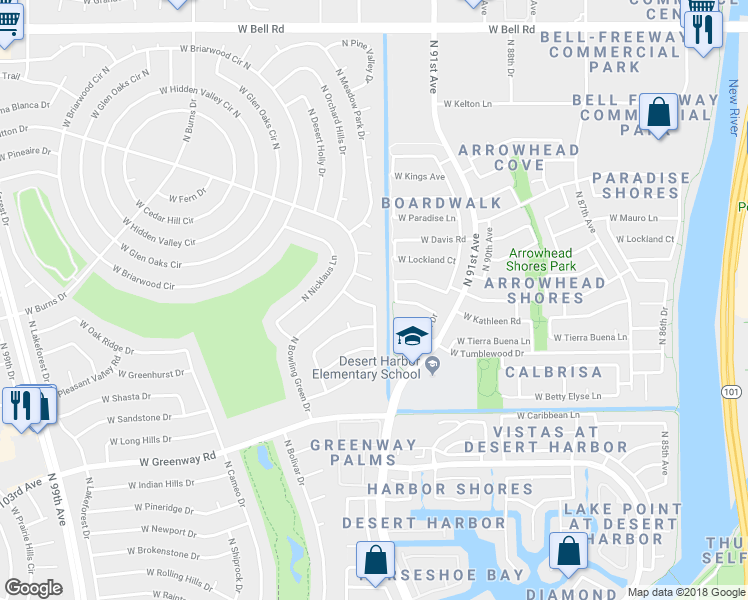 map of restaurants, bars, coffee shops, grocery stores, and more near 15807 North Meadow Park Drive in Sun City