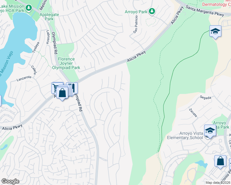 map of restaurants, bars, coffee shops, grocery stores, and more near 22966 Bouquet Canyon in Mission Viejo