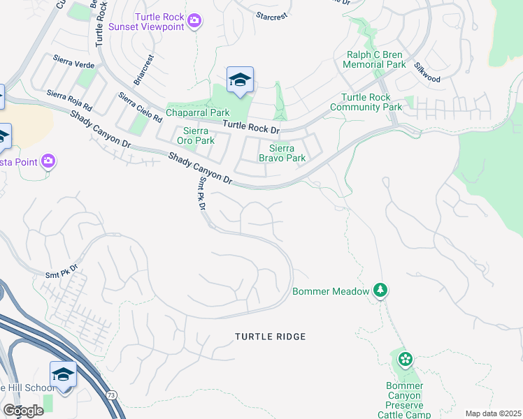 map of restaurants, bars, coffee shops, grocery stores, and more near 54 Valley Terrace in Irvine