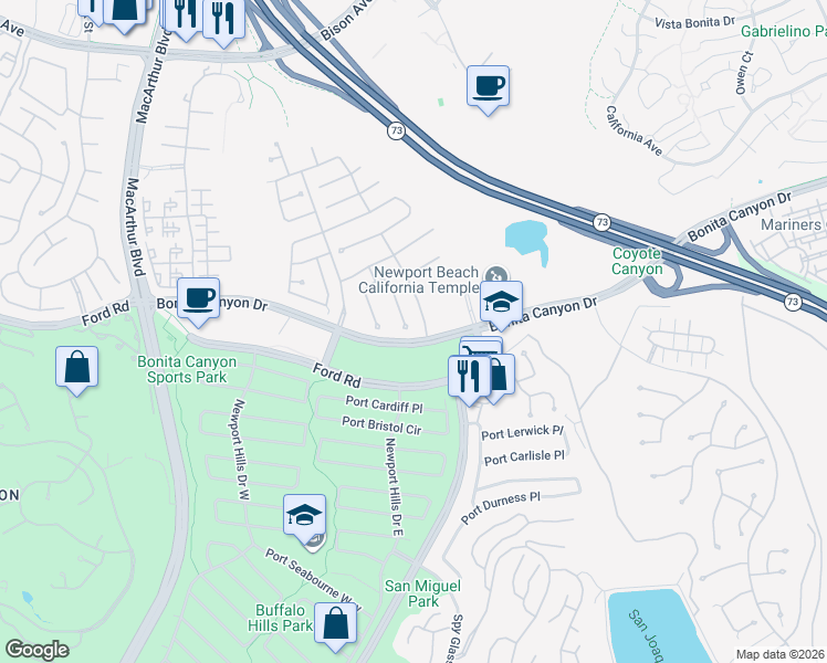 map of restaurants, bars, coffee shops, grocery stores, and more near 2 Seabluff in Newport Beach