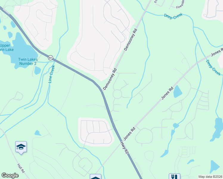 map of restaurants, bars, coffee shops, grocery stores, and more near 4697 Marching Lane in Fairburn