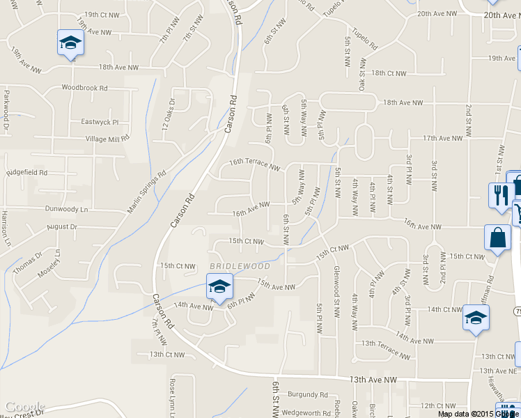 map of restaurants, bars, coffee shops, grocery stores, and more near 613 16th Avenue Northwest in Center Point