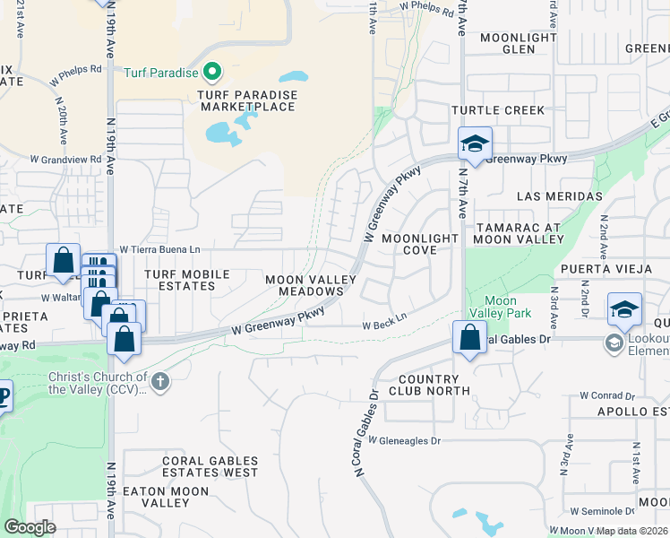 map of restaurants, bars, coffee shops, grocery stores, and more near 1215 West Carol Ann Way in Phoenix