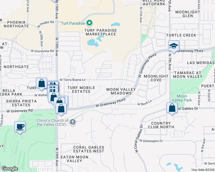 map of restaurants, bars, coffee shops, grocery stores, and more near 15621 North 15th Drive in Phoenix