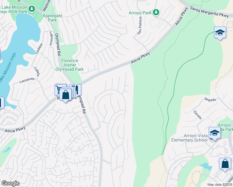 map of restaurants, bars, coffee shops, grocery stores, and more near 22966 Bouquet Canyon in Mission Viejo