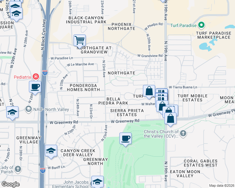 map of restaurants, bars, coffee shops, grocery stores, and more near 2229 West Carol Ann Way in Phoenix