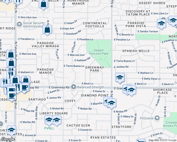 map of restaurants, bars, coffee shops, grocery stores, and more near 15618 North 54th Place in Scottsdale