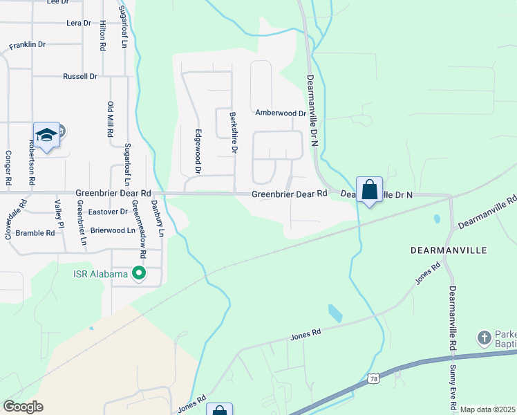 map of restaurants, bars, coffee shops, grocery stores, and more near 4425 Greenbrier Dear Road in Anniston