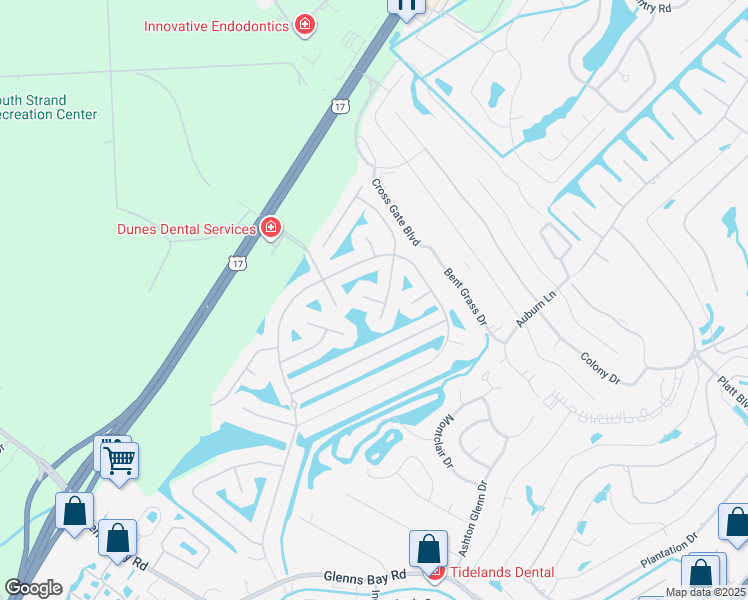 map of restaurants, bars, coffee shops, grocery stores, and more near Sauer Court in Myrtle Beach