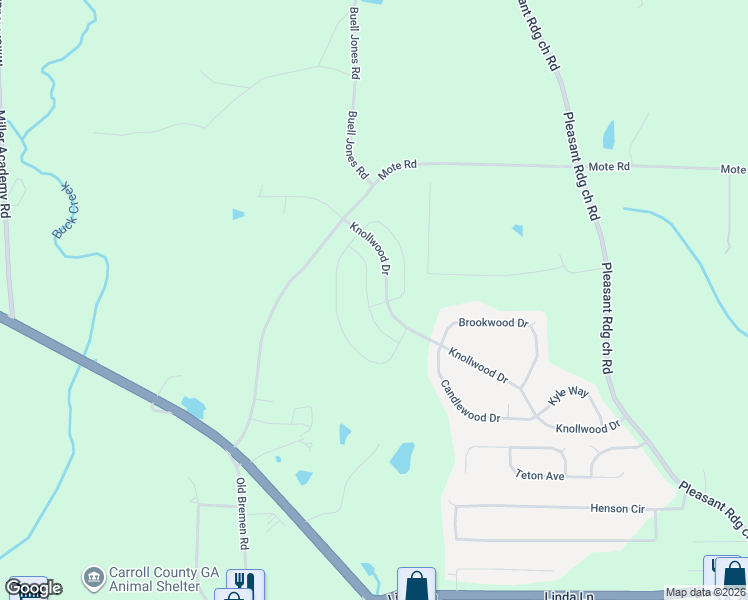map of restaurants, bars, coffee shops, grocery stores, and more near 111 Sandalwood Drive in Carrollton