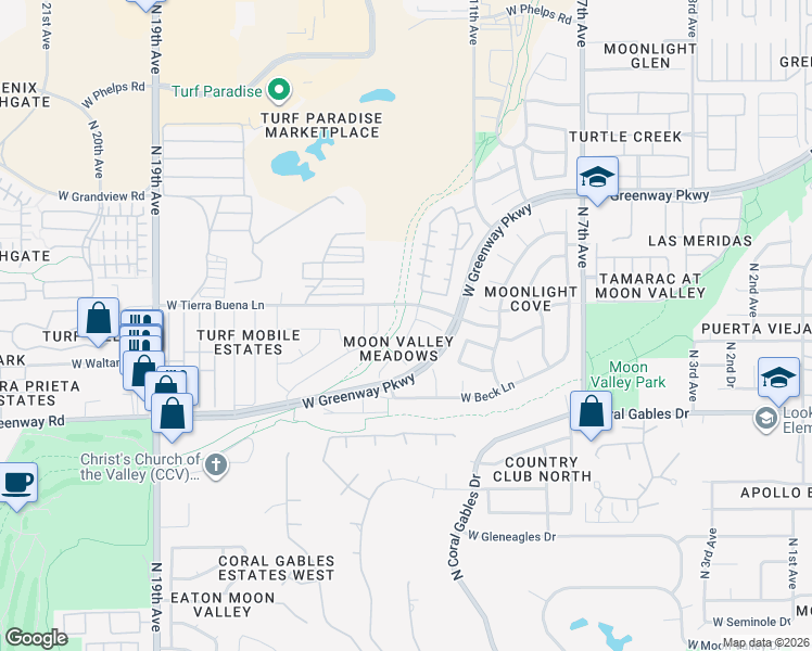 map of restaurants, bars, coffee shops, grocery stores, and more near 15615 North 15th Drive in Phoenix