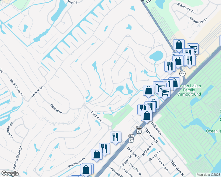 map of restaurants, bars, coffee shops, grocery stores, and more near in Myrtle Beach