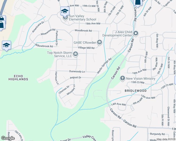map of restaurants, bars, coffee shops, grocery stores, and more near 830 Dunwoody Lane in Birmingham