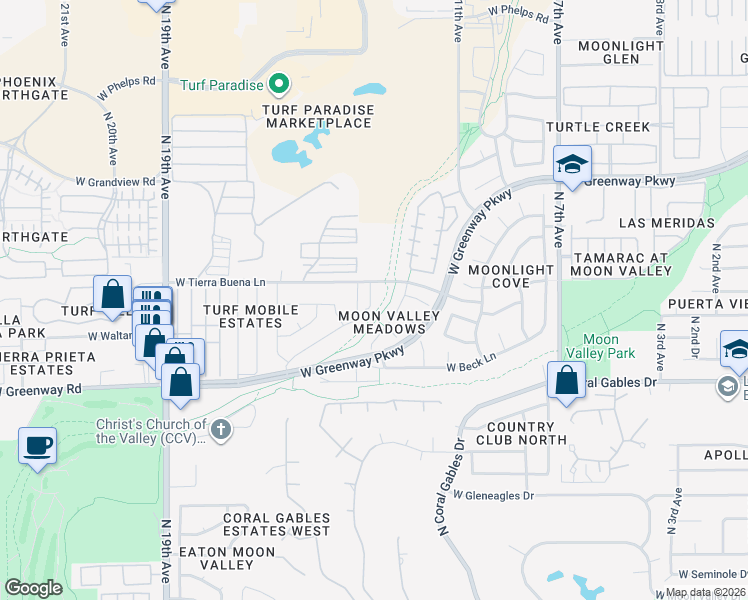 map of restaurants, bars, coffee shops, grocery stores, and more near 15615 North 15th Drive in Phoenix