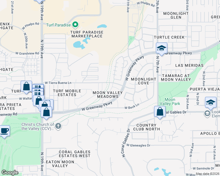 map of restaurants, bars, coffee shops, grocery stores, and more near 15615 North 15th Drive in Phoenix