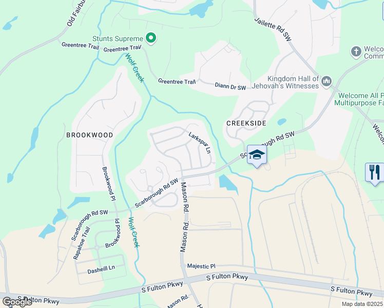 map of restaurants, bars, coffee shops, grocery stores, and more near 4728 Sedum Way in Atlanta