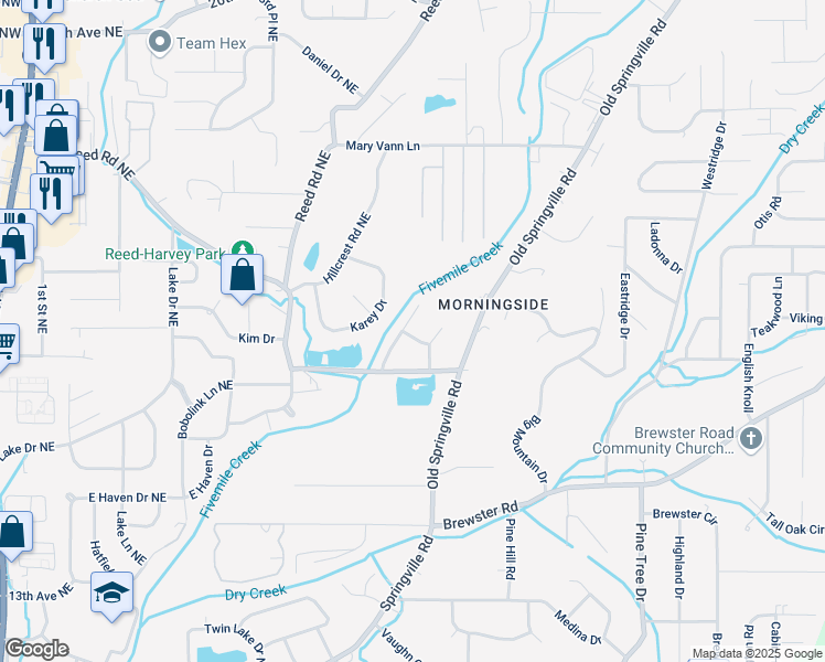 map of restaurants, bars, coffee shops, grocery stores, and more near 1711 Serene Lane in Birmingham