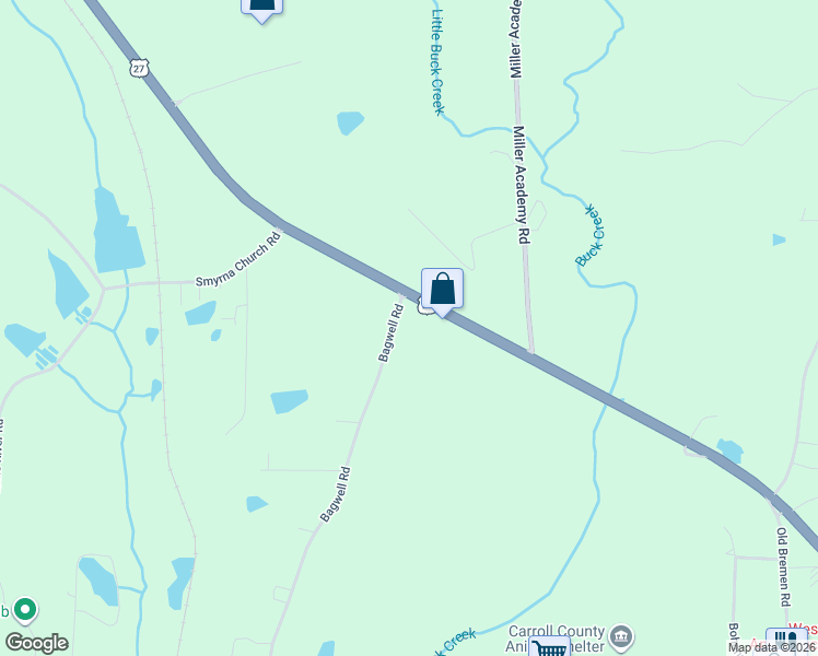 map of restaurants, bars, coffee shops, grocery stores, and more near 38 Bagwell Rd in Carrollton