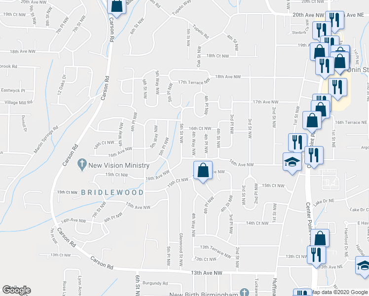 map of restaurants, bars, coffee shops, grocery stores, and more near 1609 5th Street Northwest in Center Point