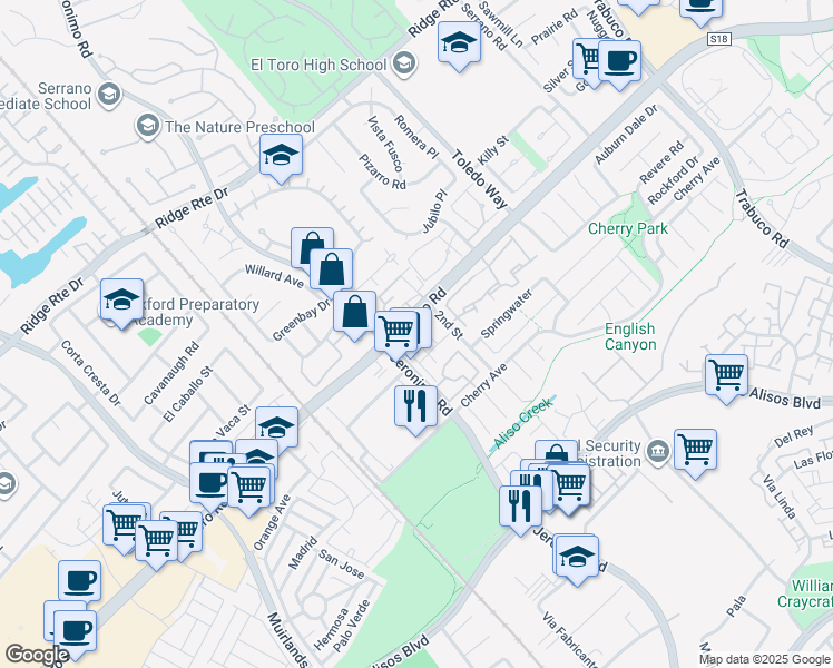 map of restaurants, bars, coffee shops, grocery stores, and more near in Lake Forest