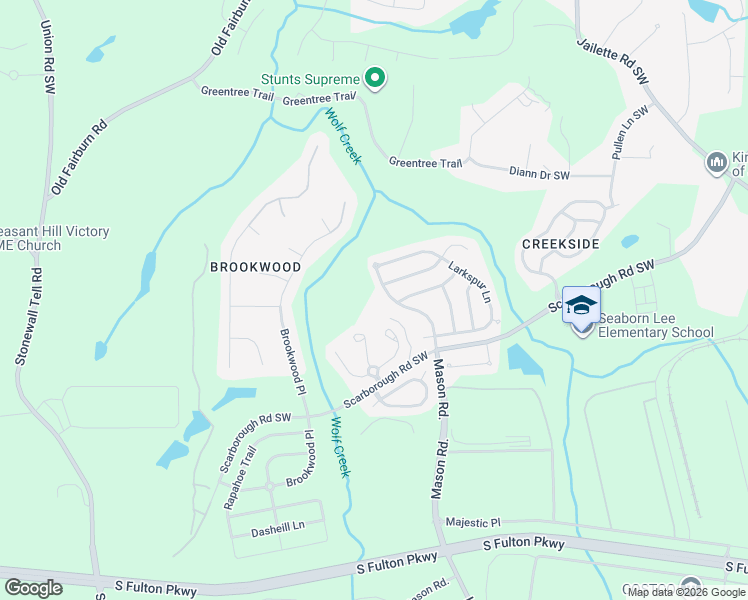 map of restaurants, bars, coffee shops, grocery stores, and more near 4671 Mason Road in Atlanta