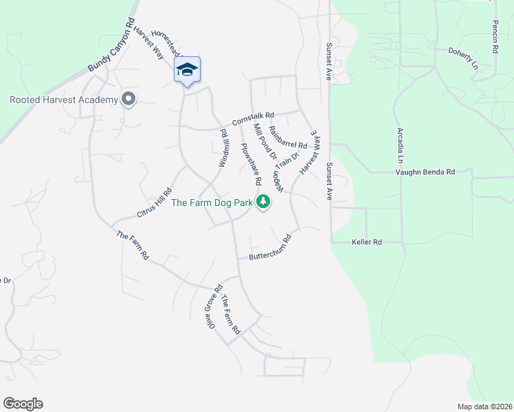 map of restaurants, bars, coffee shops, grocery stores, and more near 33818 Plowshare Road in Wildomar