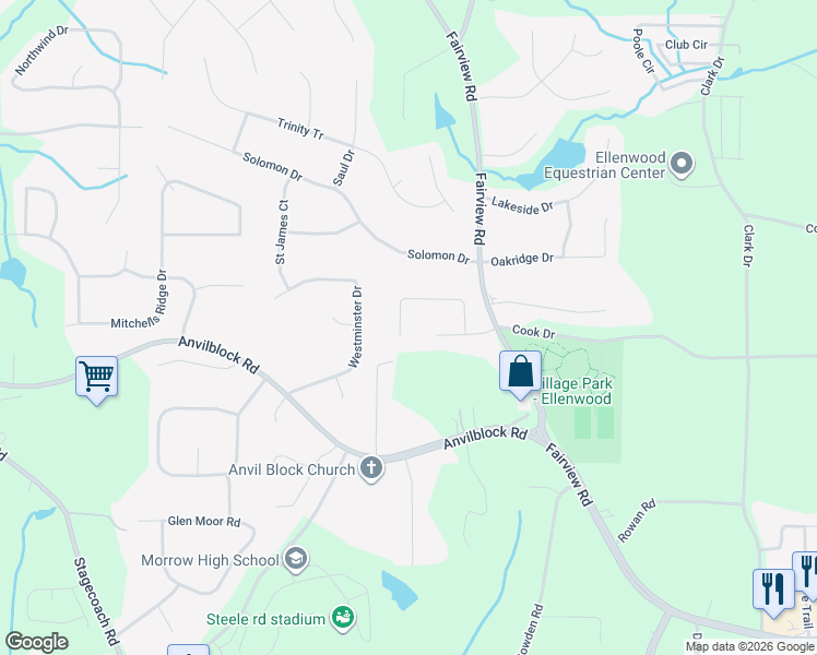 map of restaurants, bars, coffee shops, grocery stores, and more near 251 Essex Place in Ellenwood