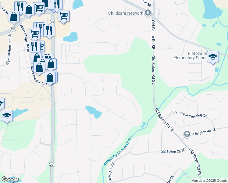 map of restaurants, bars, coffee shops, grocery stores, and more near 1092 Jimson Circle Southeast in Conyers