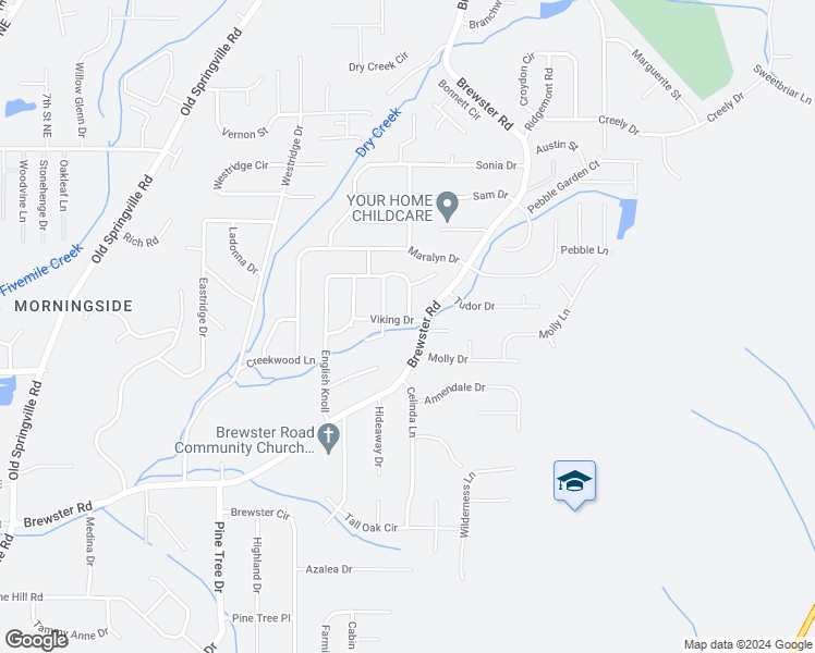 map of restaurants, bars, coffee shops, grocery stores, and more near 1647 Viking Drive in Birmingham
