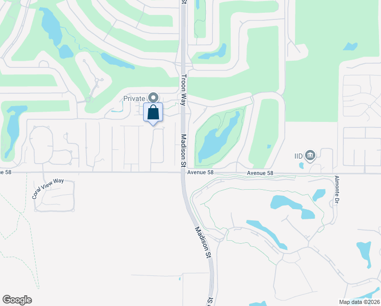 map of restaurants, bars, coffee shops, grocery stores, and more near 57900 Troon Way in La Quinta