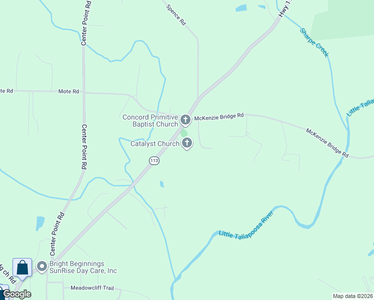 map of restaurants, bars, coffee shops, grocery stores, and more near 1103 Georgia 113 in Carrollton