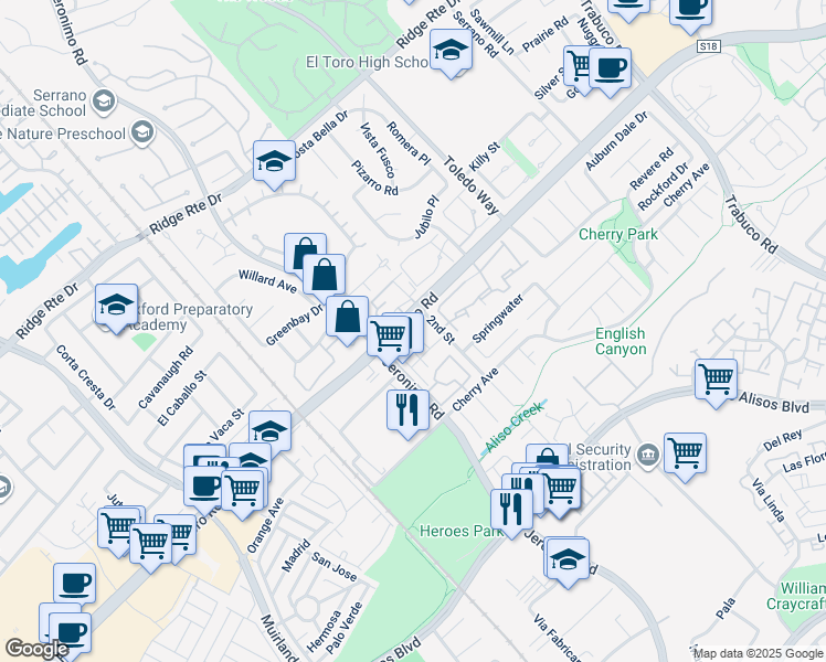 map of restaurants, bars, coffee shops, grocery stores, and more near in Lake Forest
