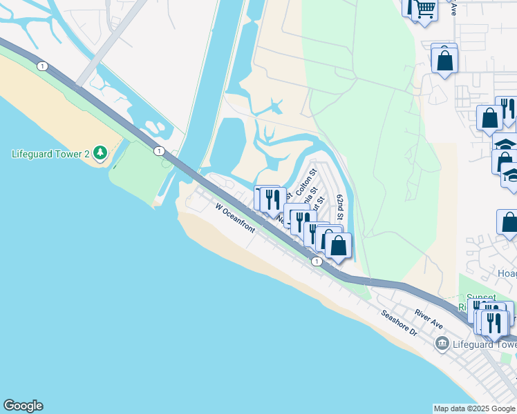 map of restaurants, bars, coffee shops, grocery stores, and more near 6800B West Coast Highway in Newport Beach