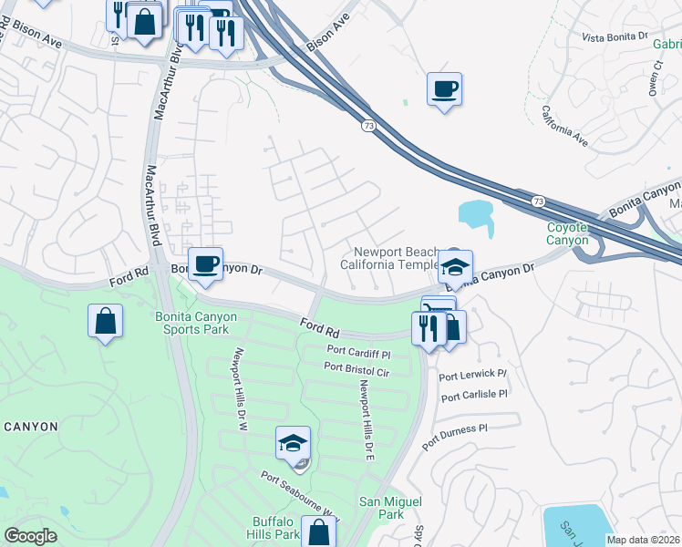 map of restaurants, bars, coffee shops, grocery stores, and more near 5 Boardwalk in Newport Beach