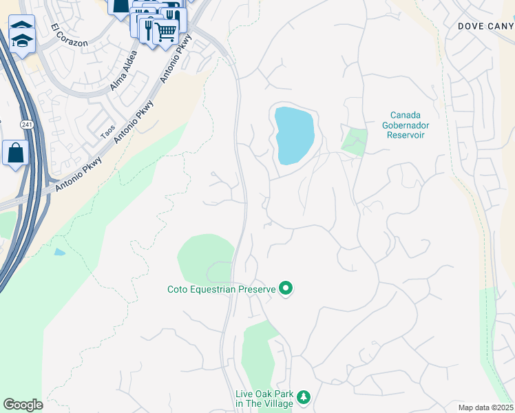 map of restaurants, bars, coffee shops, grocery stores, and more near 31372 Trigo Trail in Coto de Caza